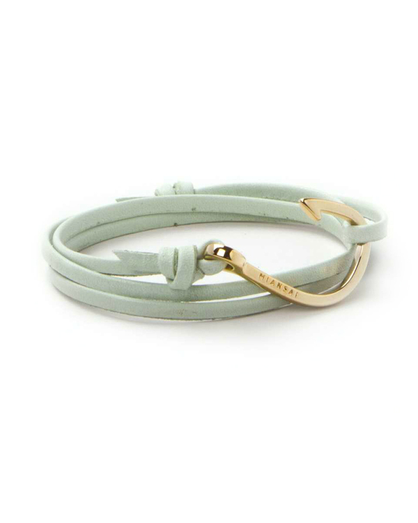 Miansai Gold Fish Hook Leather Wrap Bracelet Miansai Gold Fish Hook Leather Wrap Bracelet
