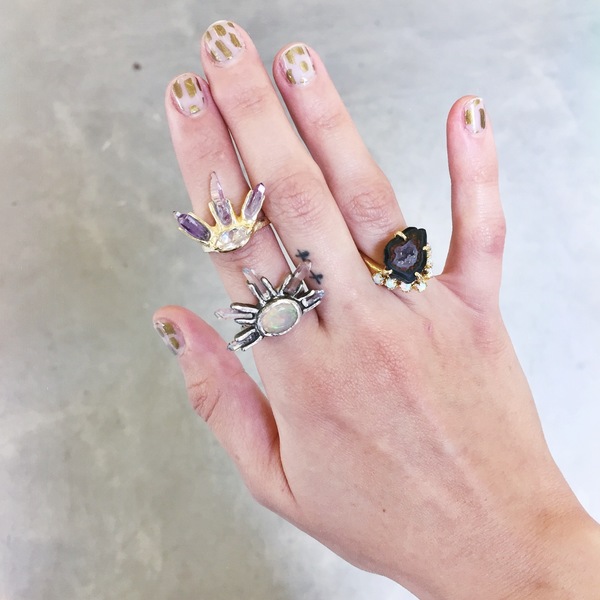 Unearthen Eye Crown Ring with White Sapphire and Amethyst Unearthen Eye Crown Ring with White Sapphire and Amethyst