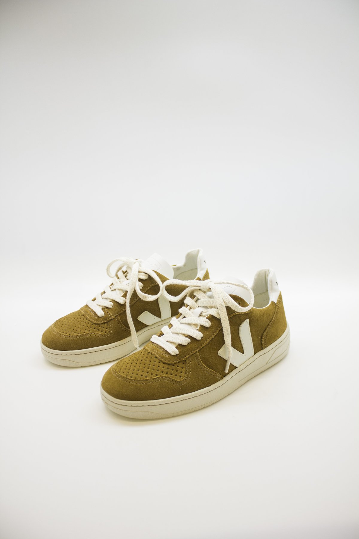 VEJA V10 Camel/White Suede Sneaker | Garmentory