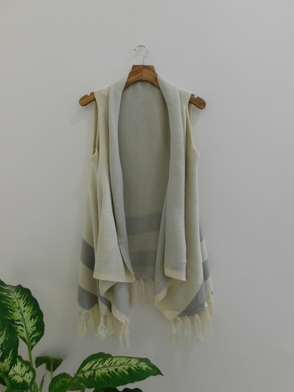 Lumiere Fringed Sweater w/ Striped Detail Lumiere Fringed Sweater w/ Striped Detail