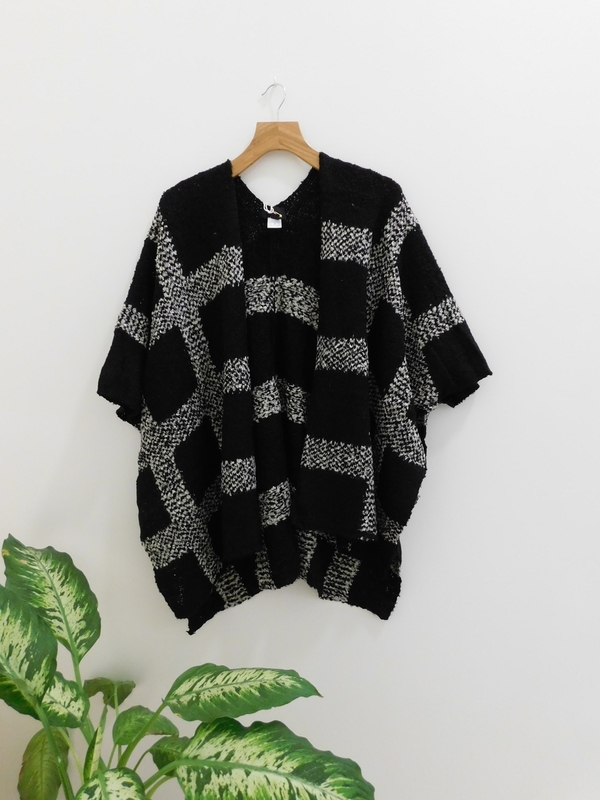 Lumiere Dolman Sleeved Checkered Cardi Lumiere Dolman Sleeved Checkered Cardi