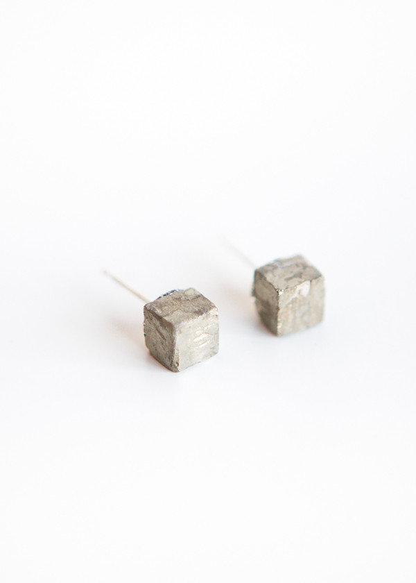 Giant Lion Cube Pyrite Studs Giant Lion Cube Pyrite Studs