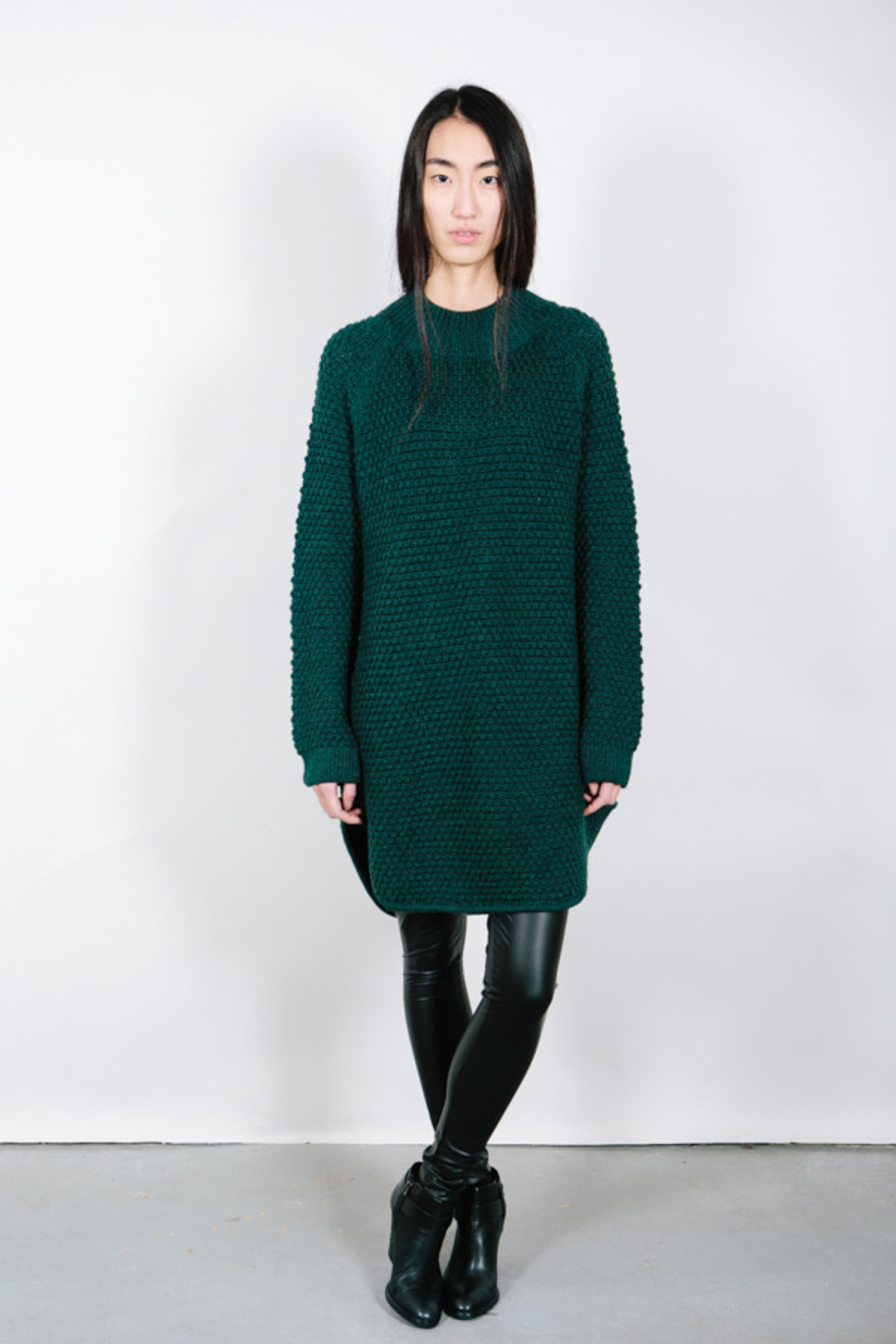 green oversized sweater dress