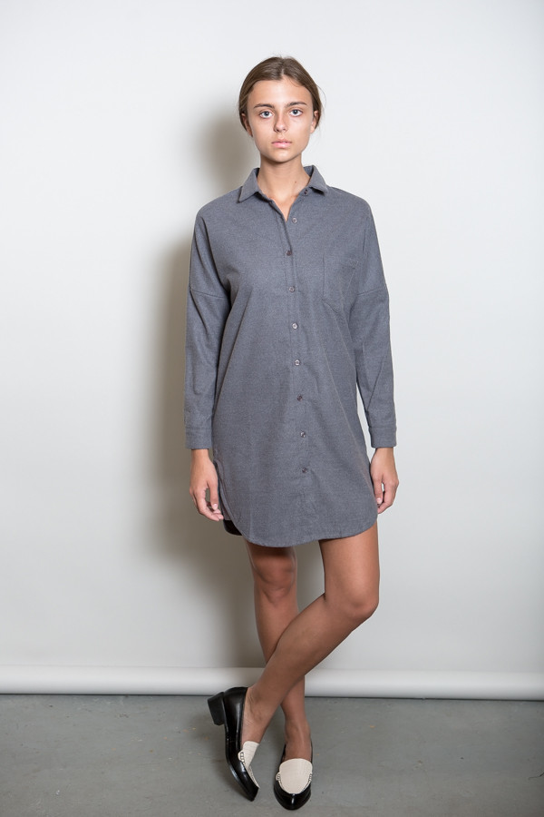 BLQ Basiq Wool Long Sleeve Button Down Dress BLQ Basiq Wool Long Sleeve Button Down Dress