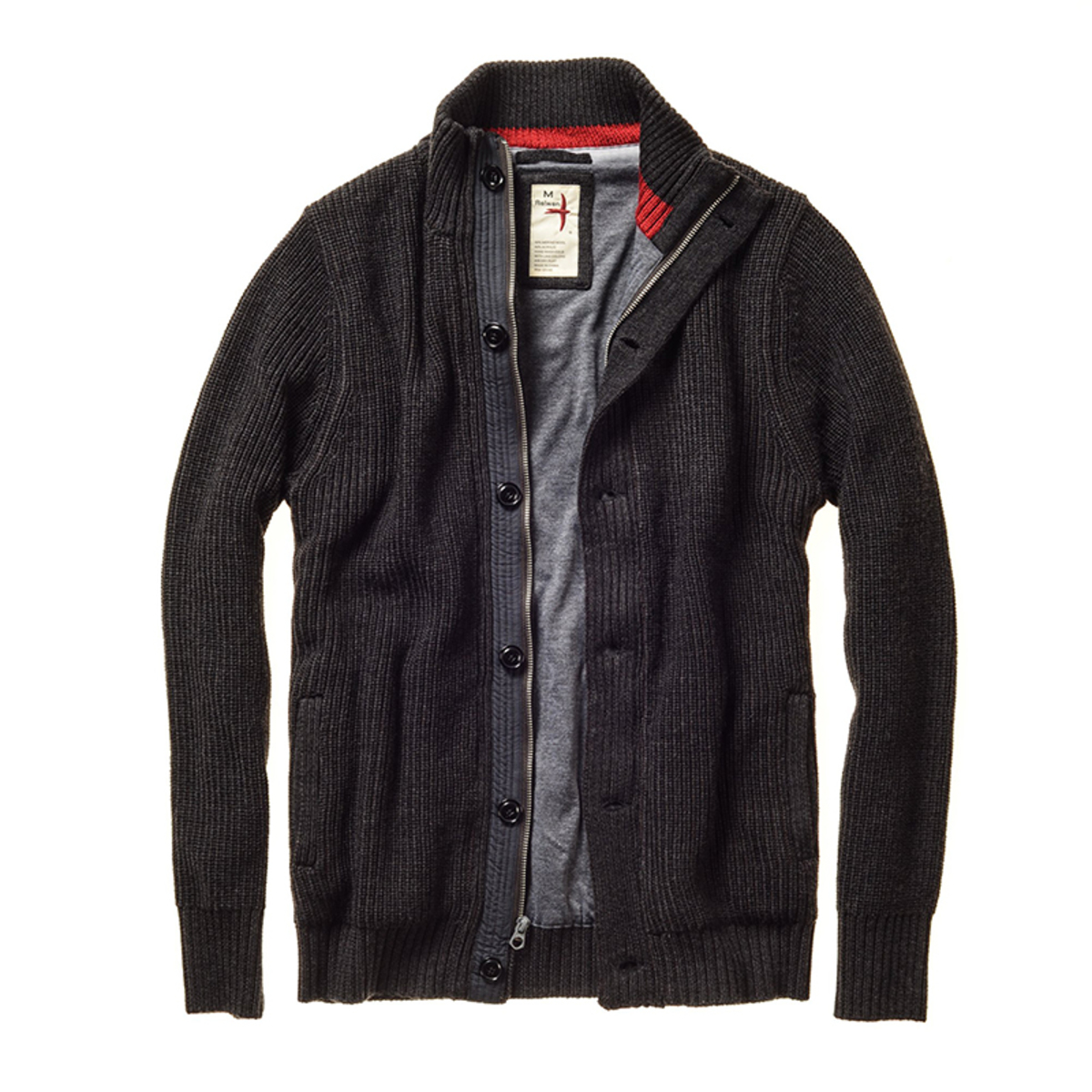 Relwen Wool Deck Zip Cardigan - Brown 