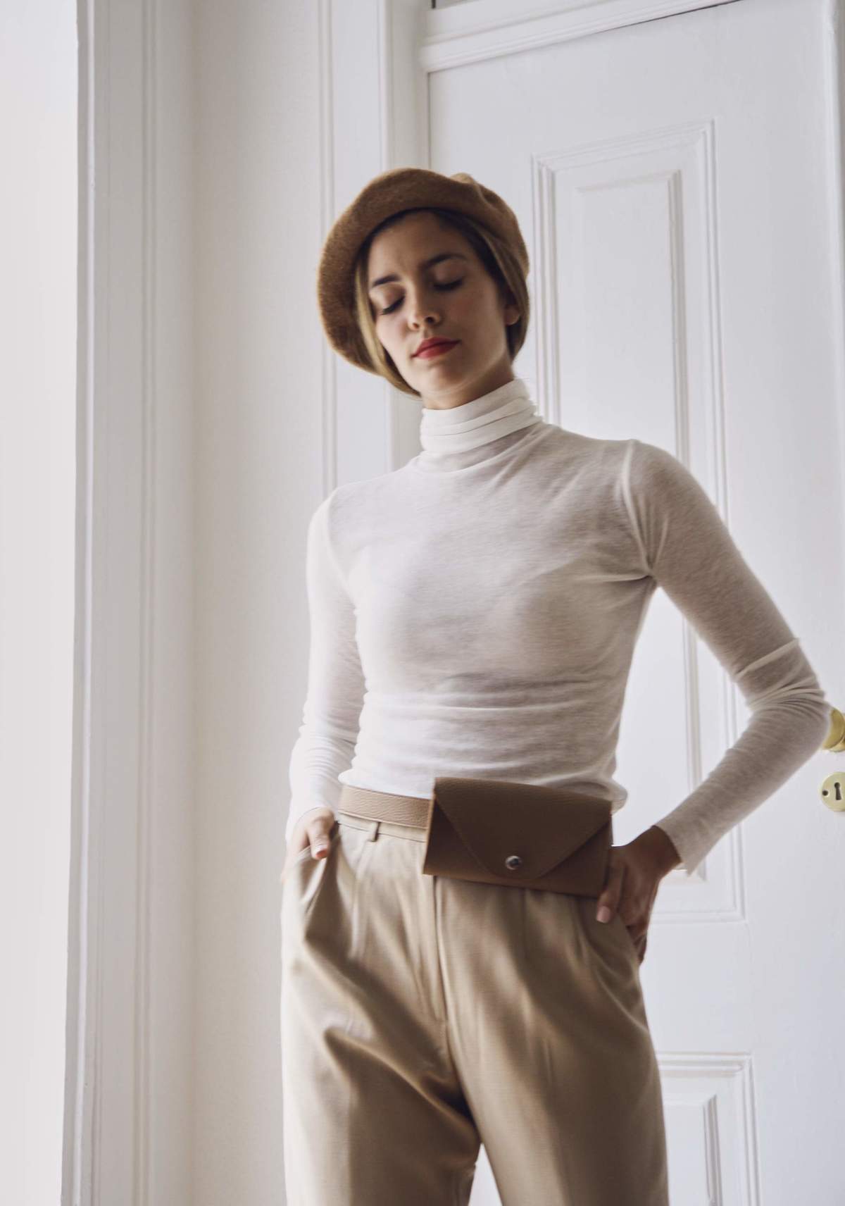 sheer white turtleneck