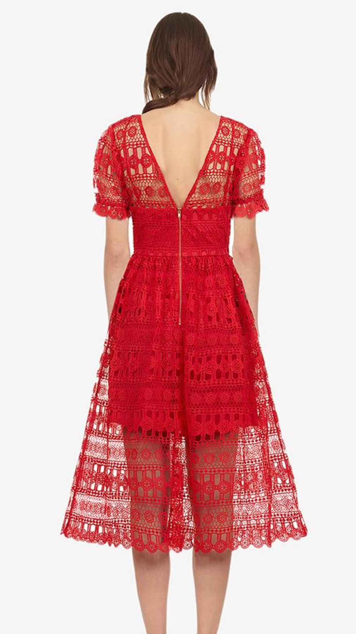 red midi cocktail dress