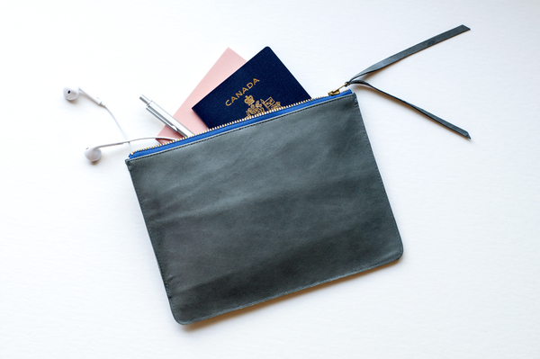Bel Handmade 8" Zip Pouch- Grey Bel Handmade 8" Zip Pouch- Grey