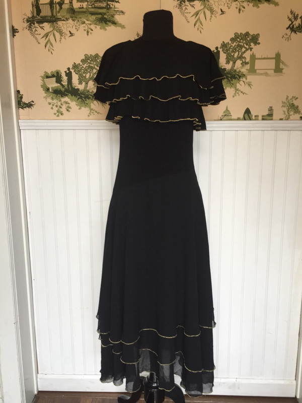 Early 80's Japanese Romantic Spanish Style vintage black dress size small Early 80's Japanese Romantic Spanish Style vintage black dress size small