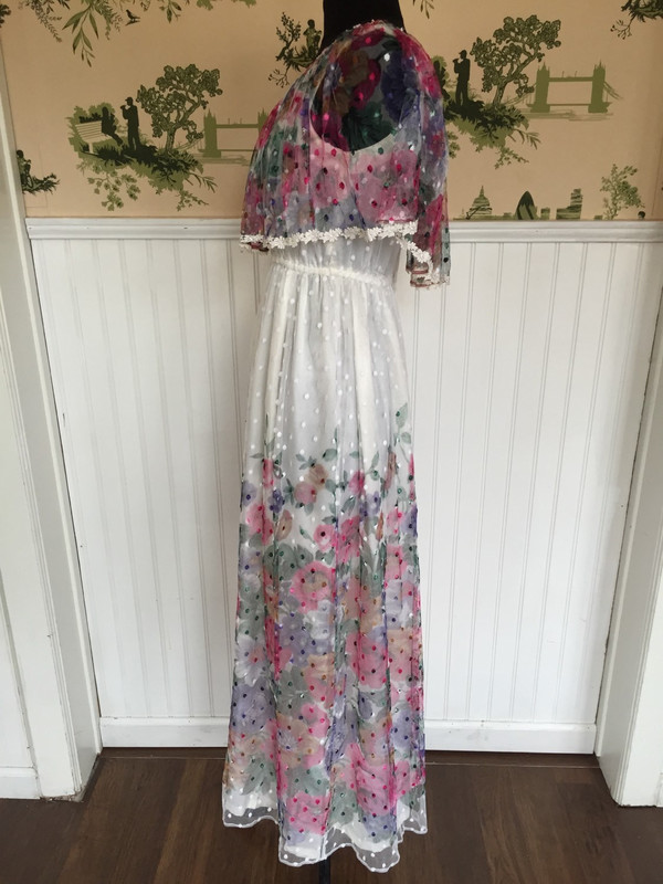 Japanese Floral Gunne Sax style 70's tulle and satin long romantic gown Japanese Floral Gunne Sax style 70's tulle and satin long romantic gown