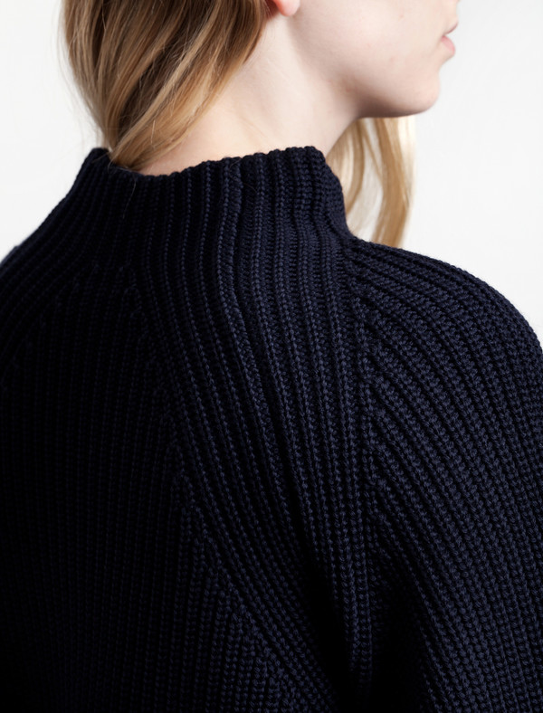 Lemaire High Neck Rib Sweater Midnight Lemaire High Neck Rib Sweater Midnight