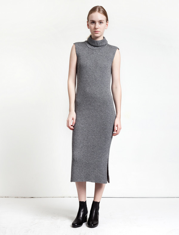 1205 Merchant Merino Rib Polo Dress Grey 1205 Merchant Merino Rib Polo Dress Grey