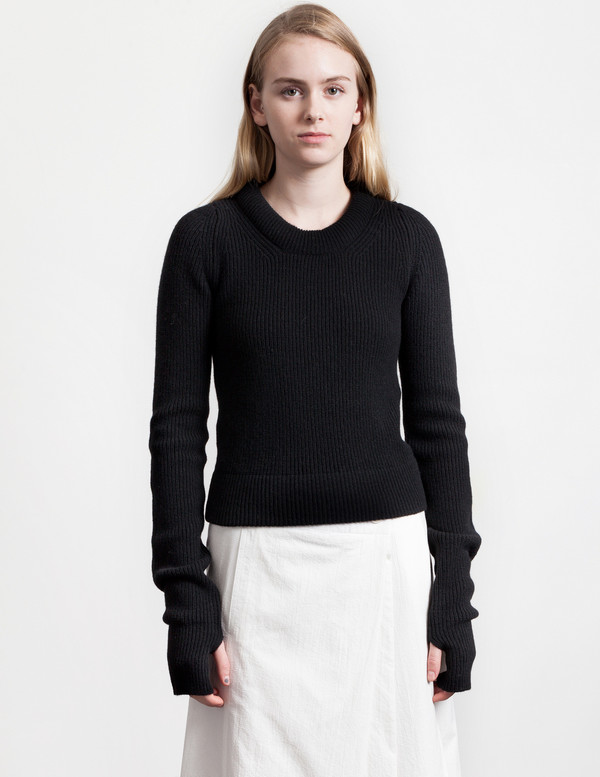 Lemaire Round Neck Rib Sweater Black Lemaire Round Neck Rib Sweater Black