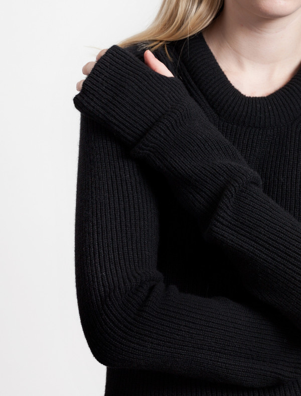 Lemaire Round Neck Rib Sweater Black Lemaire Round Neck Rib Sweater Black