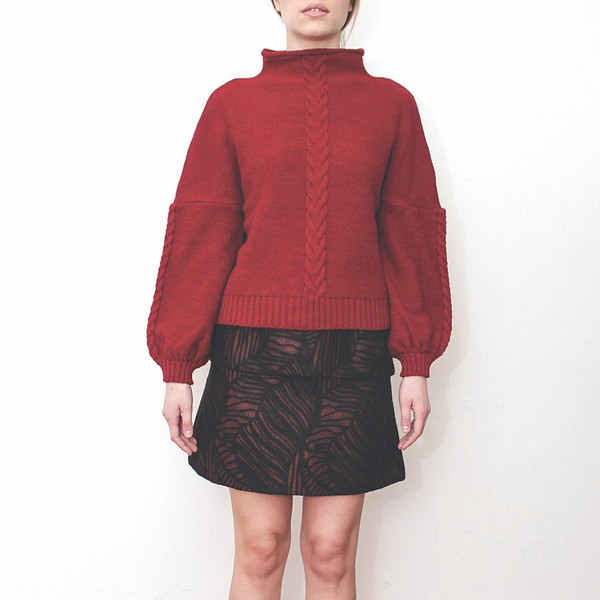 Livlov Red Leaf Print Skirt Livlov Red Leaf Print Skirt
