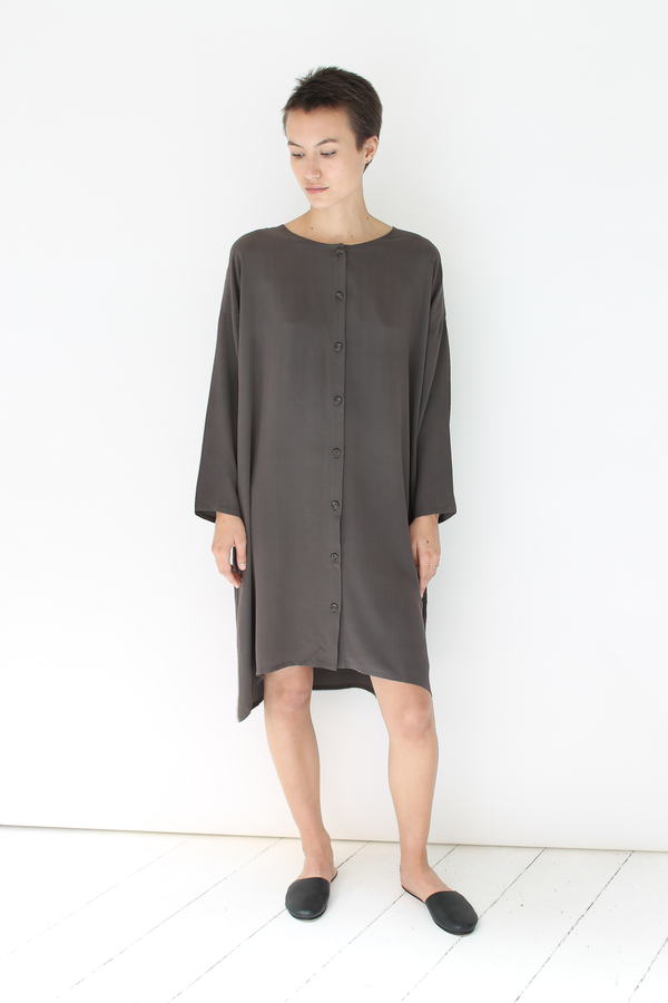 Revisited silk shirt dress | stone Revisited silk shirt dress | stone