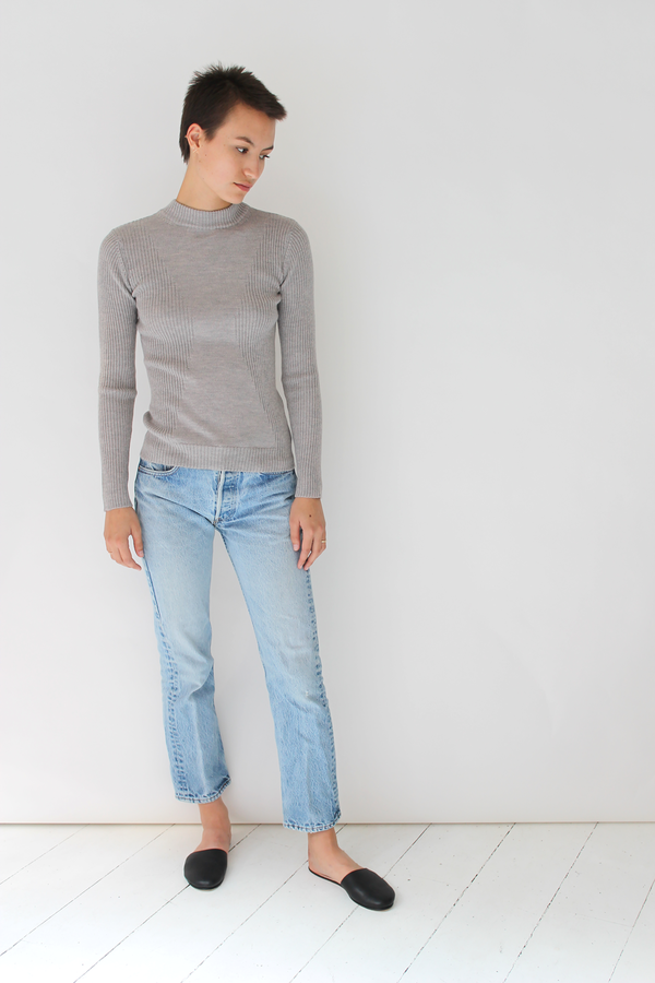 Micaela Greg stagger rib turtleneck | dove grey Micaela Greg stagger rib turtleneck | dove grey