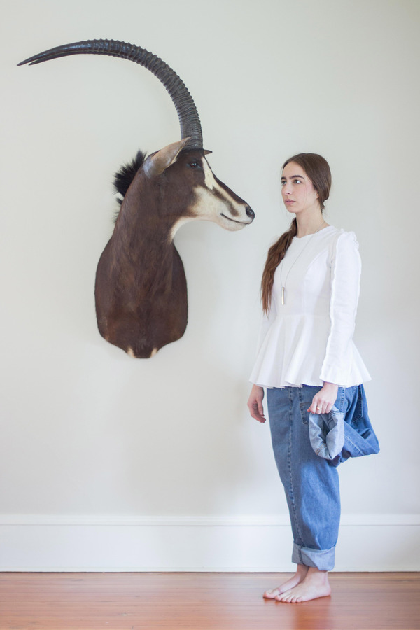 Alexa Stark Long-sleeve Denim Peplum Shirt Alexa Stark Long-sleeve Denim Peplum Shirt