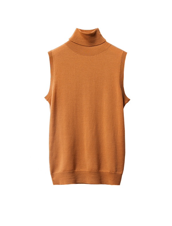 Organic by John Patrick Sleeveless Turtleneck Umber Organic by John Patrick Sleeveless Turtleneck Umber