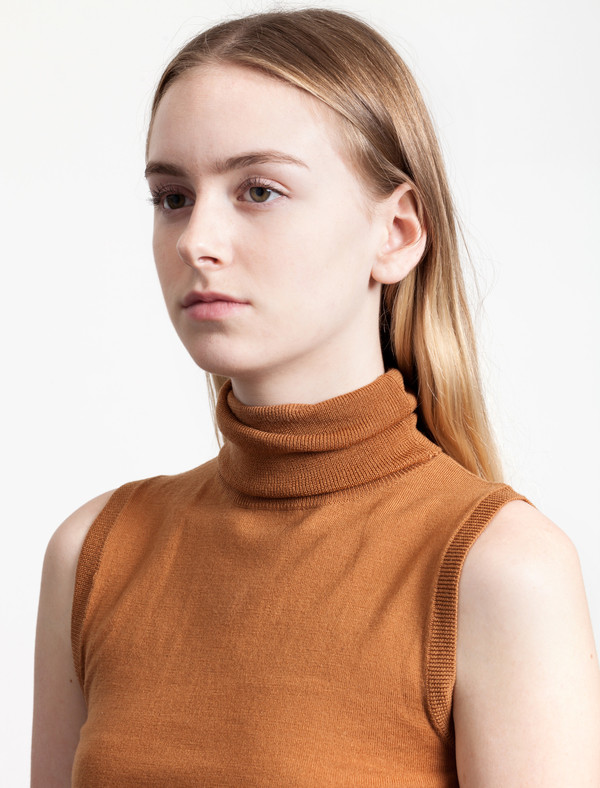 Organic by John Patrick Sleeveless Turtleneck Umber Organic by John Patrick Sleeveless Turtleneck Umber