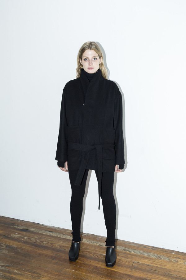 Assembly New York Black Cropped Robe Coat Assembly New York Black Cropped Robe Coat