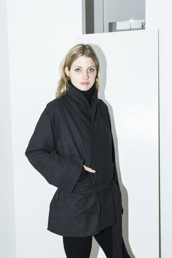 Assembly New York Grey Cropped Robe Coat Assembly New York Grey Cropped Robe Coat