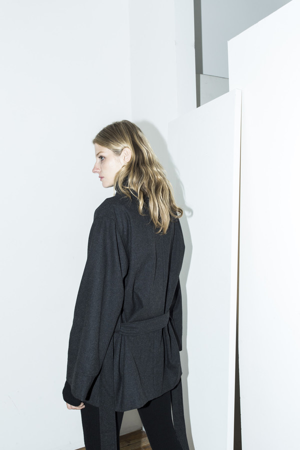 Assembly New York Grey Cropped Robe Coat Assembly New York Grey Cropped Robe Coat