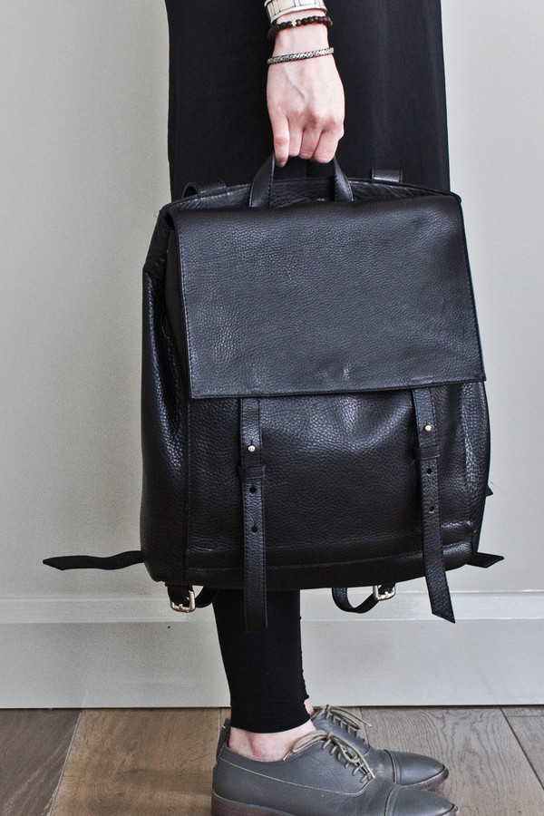 Unisex Le Bas Black Leather Harness Backpack Unisex Le Bas Black Leather Harness Backpack