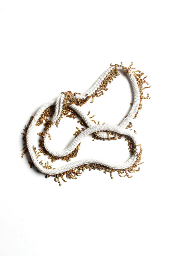 Cream Knit Bamboo and Brass Necklace Cream Knit Bamboo and Brass Necklace