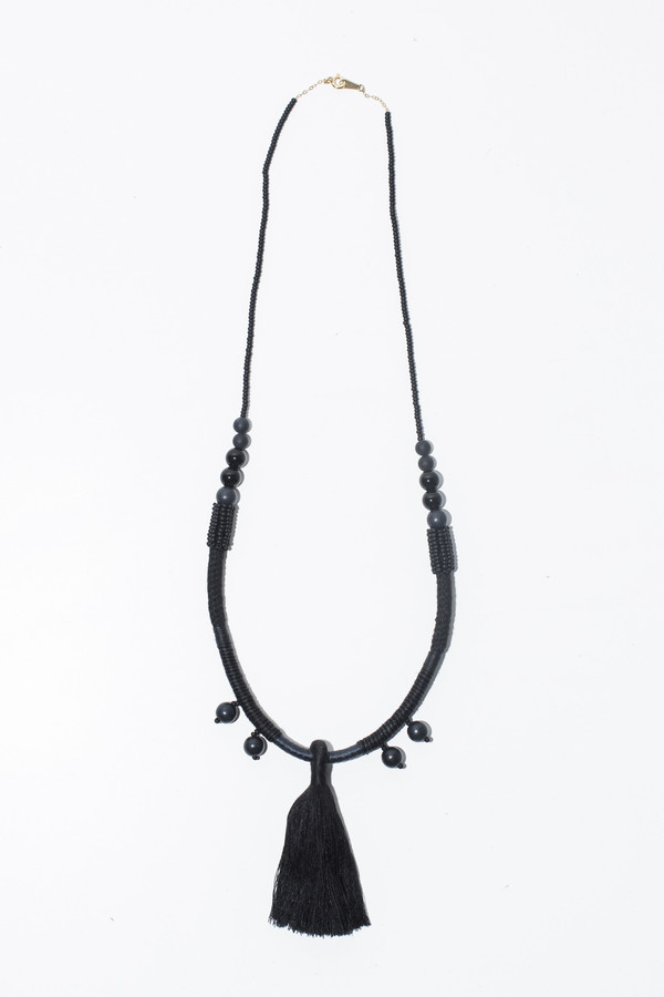 Ora-C Dom Black Large Middle Tassel Necklace Ora-C Dom Black Large Middle Tassel Necklace