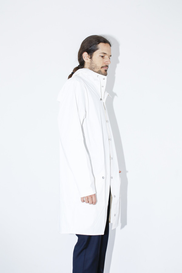 Unisex Rains White Hooded Rain Coat Unisex Rains White Hooded Rain Coat