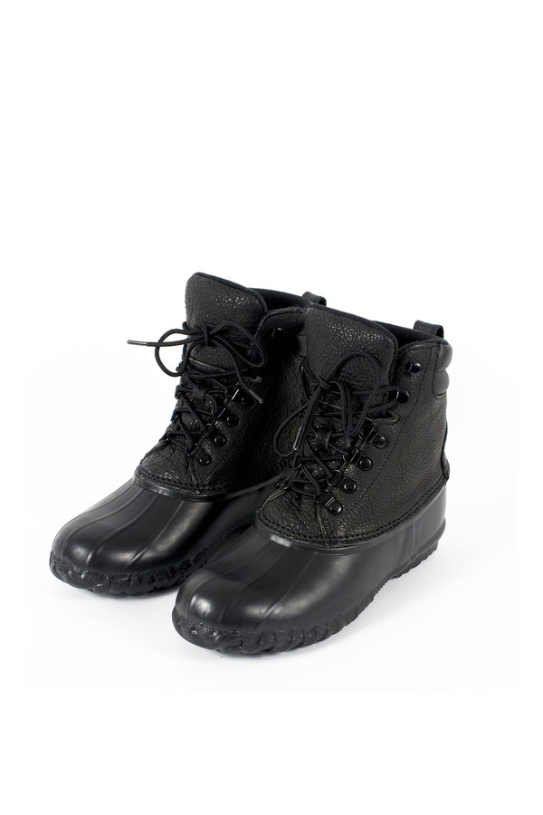 Unisex Sisii Black Leather Bean Boots Unisex Sisii Black Leather Bean Boots