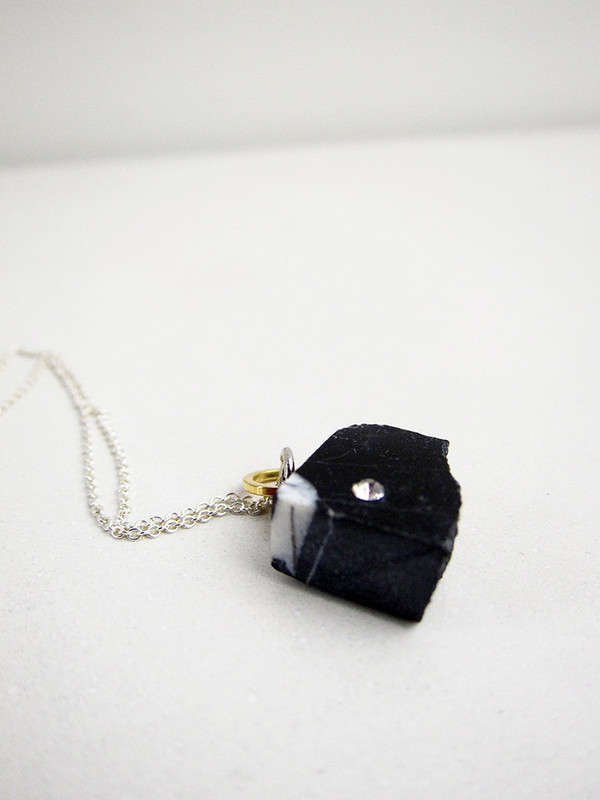 FAUX/real Tea Time Necklace, Black Marble FAUX/real Tea Time Necklace, Black Marble