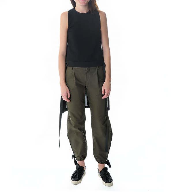 Tim Coppens Racerback Tank with Silk Pleated Back Tim Coppens Racerback Tank with Silk Pleated Back