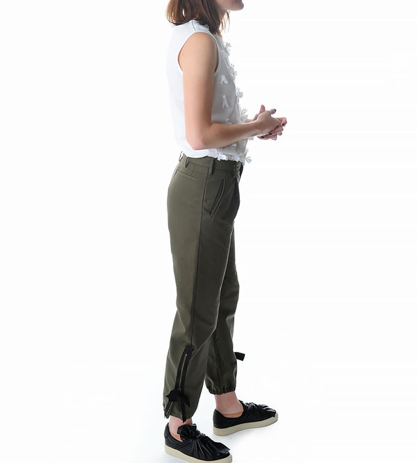 Ports 1961 Retro Green Wide Trousers with Zip Ports 1961 Retro Green Wide Trousers with Zip