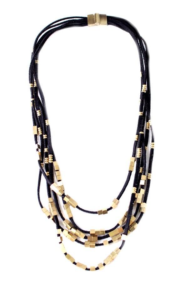 Serefina Suede Abacus Necklace in Black Serefina Suede Abacus Necklace in Black