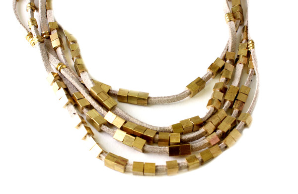 Serefina Suede Abacus Necklace in Grey Serefina Suede Abacus Necklace in Grey