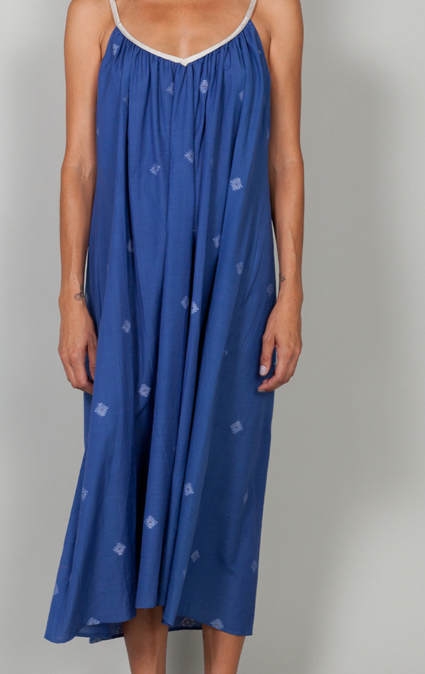 Two Mediterranean Blue Khadi Dress Two Mediterranean Blue Khadi Dress