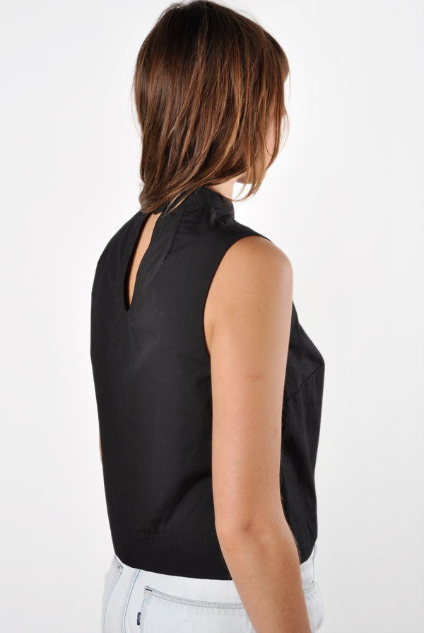 Waltz Mock Neck Sleeveless Top | Cotton Poplin Waltz Mock Neck Sleeveless Top | Cotton Poplin