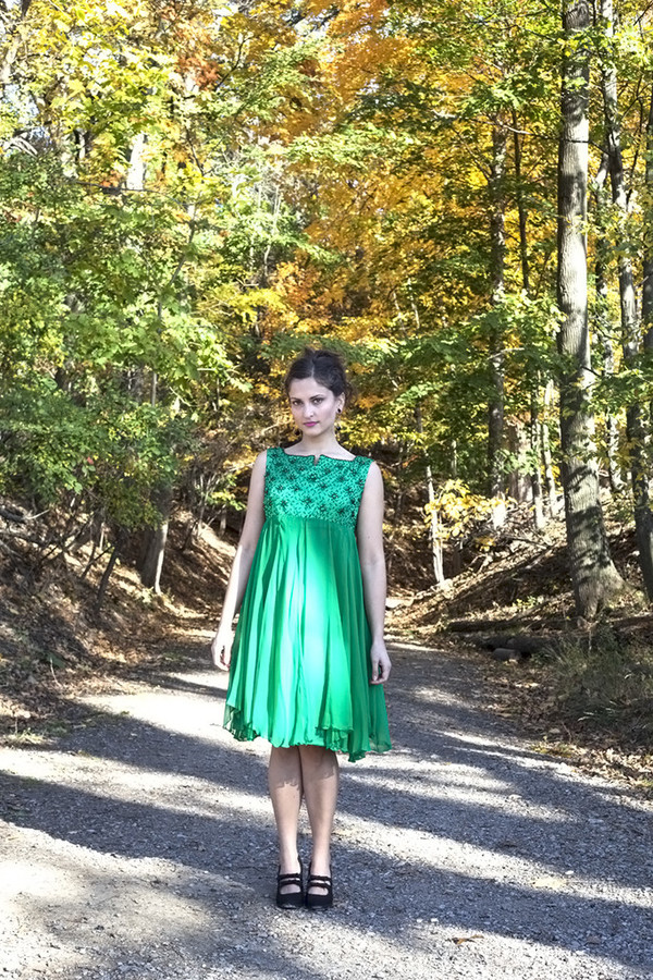 White Elephant Vintage Green Beaded Chiffon Dress White Elephant Vintage Green Beaded Chiffon Dress
