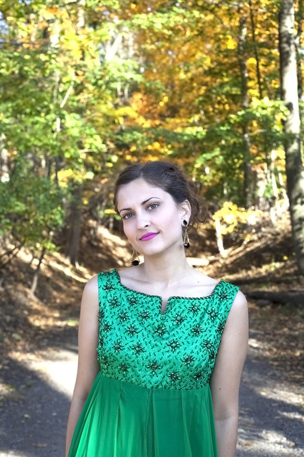 White Elephant Vintage Green Beaded Chiffon Dress White Elephant Vintage Green Beaded Chiffon Dress