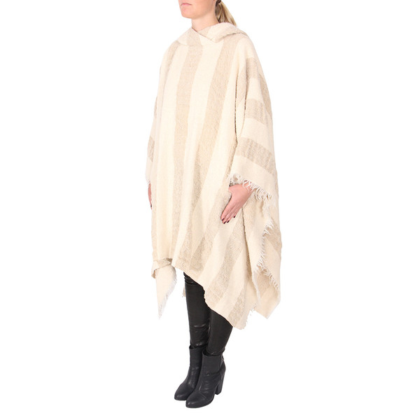 IRO AGNELA STRIPED HOODED PONCHO IRO AGNELA STRIPED HOODED PONCHO