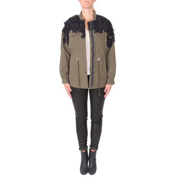 Sea Embroidered Flowers Military Jacket Sea Embroidered Flowers Military Jacket