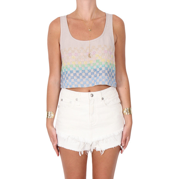 Mara Hoffman Linen Beaded Crop Top Mara Hoffman Linen Beaded Crop Top