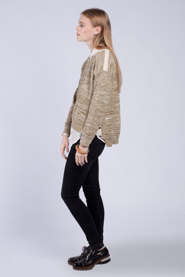 Micaela Greg Olive Marbled Pullover Micaela Greg Olive Marbled Pullover