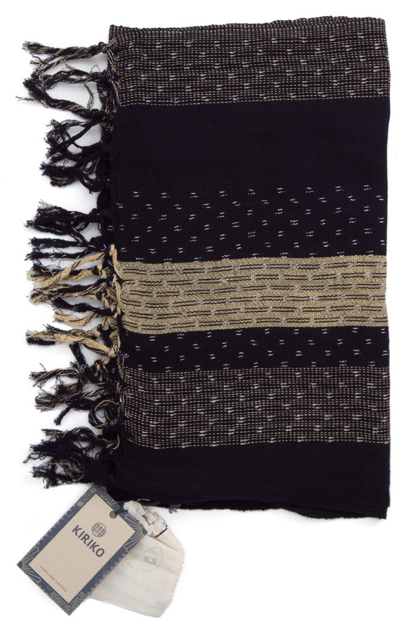 Kiriko Karu Ori Tan + Navy Dash Scarf Kiriko Karu Ori Tan + Navy Dash Scarf