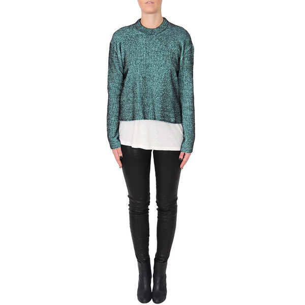 T By Alexander Wang PLAITED CARDIGAN PULLOVER - GLASS T By Alexander Wang PLAITED CARDIGAN PULLOVER - GLASS