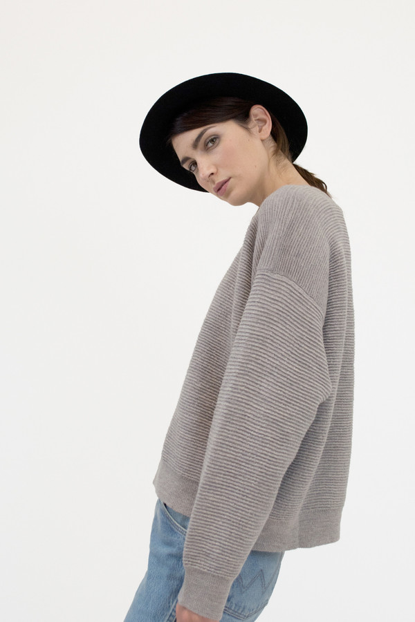 Micaela Greg Dove Grey Ripple Sweater Micaela Greg Dove Grey Ripple Sweater