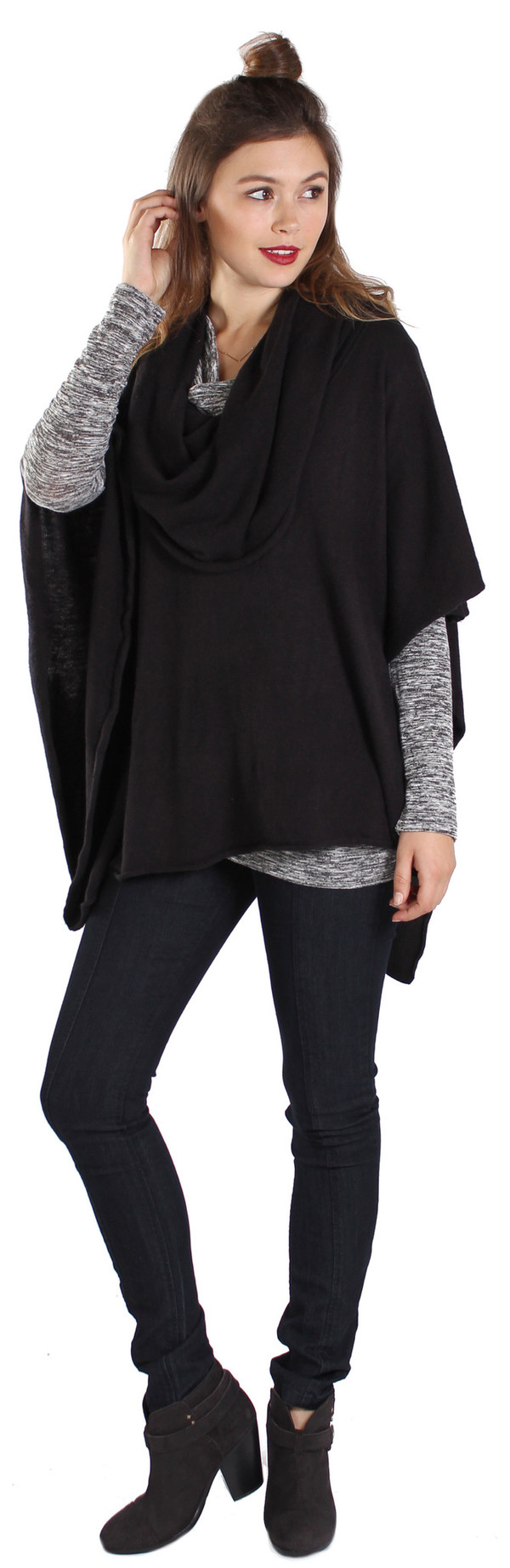 Cowl Poncho in Black Cowl Poncho in Black