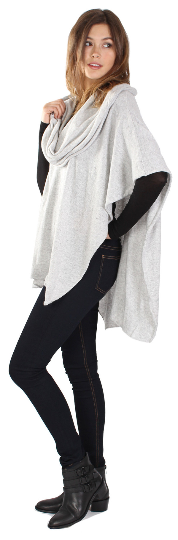 Michael Farrell Cowl Poncho in Grey Michael Farrell Cowl Poncho in Grey